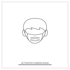 Man Wearing Activated Carbon Mouth Mask Icon. Vector Illustration Design.