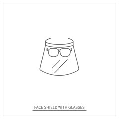 Wide Face Shield with Glasses Thin Icon. Transparent Plastic Mask Icon. Vector Illustration Design.