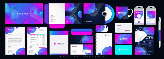 Fotobehang Corporate identity set branding template design kit. editable brand identity with abstract background color for Business Company and Finance Vector © Designduty
