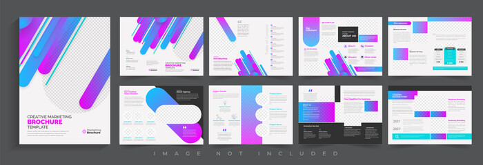 Elegant brochure template layout design, minimalist business profile template layout, 16 pages brochure, annual report minimal template layout design, multipage brochure template layout.