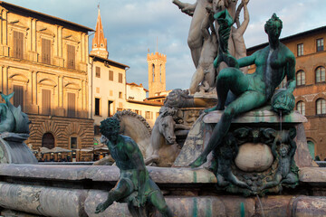 Firenze. Particolare dell Fontana di Nettuno a Piazza della Signoria.
