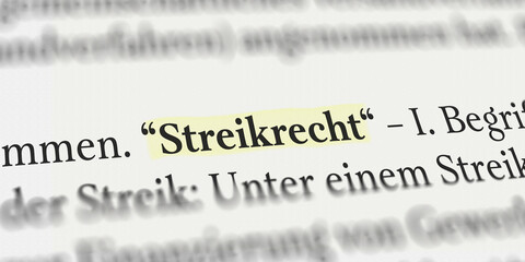 Streikrecht im Buch mit Textmarker markiert