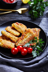 Fried fresh cod fillet with cherry tomatoes