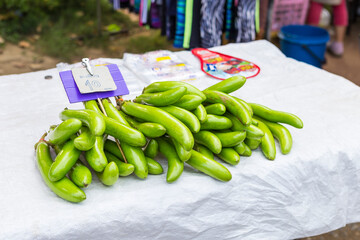 Fresh eggplant at oepn fresh market in Northern Thailand, organic vegetable market
