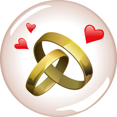 Pair of wedding rings. 3d vector icon