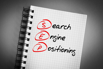 SEP - Search Engine Positioning acronym, business concept background