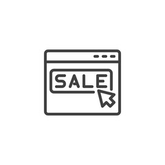 Online sale shop line icon. linear style sign for mobile concept and web design. Click sale website outline vector icon. Symbol, logo illustration. Vector graphics