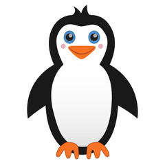 Cute cartoon penguin vector on isolated white background. 