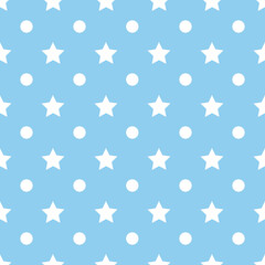 Cute star seamless pattern vector on blue background. 