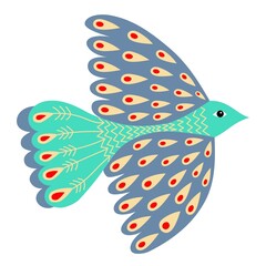 Vector illustration of a bird in folk art. Сollection for sublimation design, print, poster design, card making, stationery, party tags, blog design, logos, digital scrapbooking, packaging, greeting c