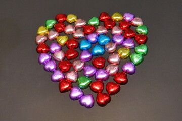 chocolatte heart shape in black background