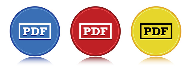 PDF icon flat round button set illustration