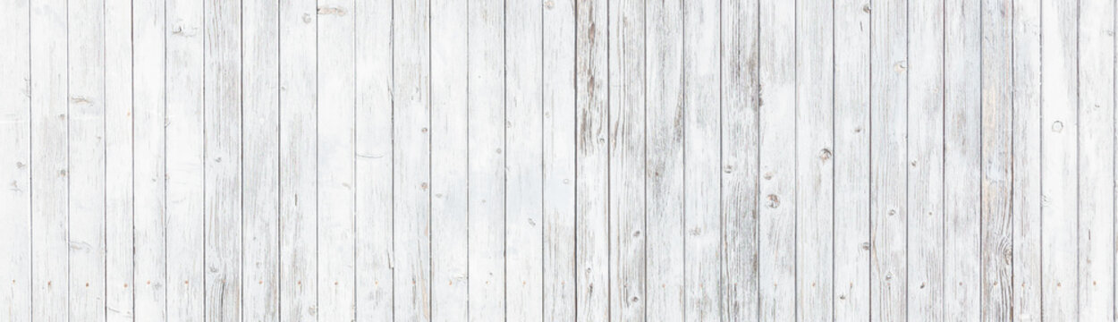 Rustic white wood wall background texture panorama