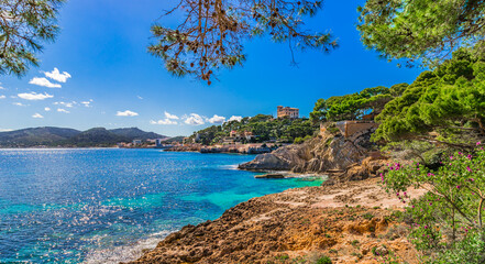 Coast view of Cala Ratjada on Majorca island, Spain - 370507234