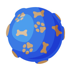 Ball Toy for Dogs, Pet Stuff Cartoon Style Vector Illustration on White Background