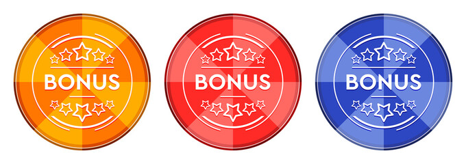 Bonus badge icon burst light round button set illustration