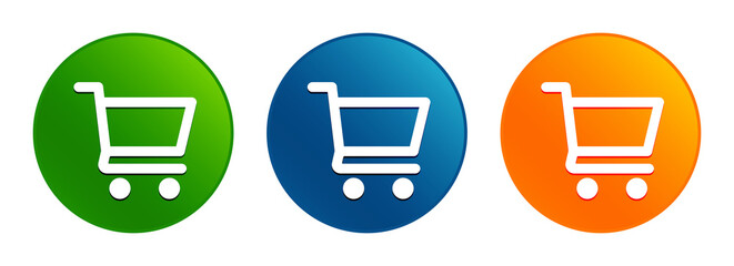 Shopping cart icon liquid design round button set illustration