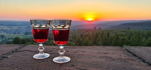 Wein im Sonnenuntergang