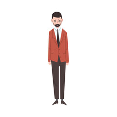 Obraz na płótnie Canvas Upset Businessman, Depressed Unhappy Male Office Worker Character in Business Suit, Tired or Exhausted Manager Vector Illustration