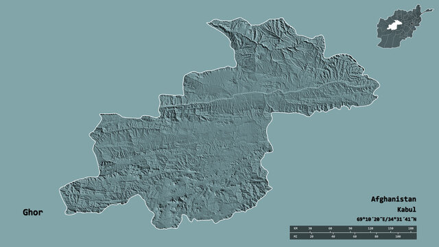 Ghor, province of Afghanistan, zoomed. Administrative