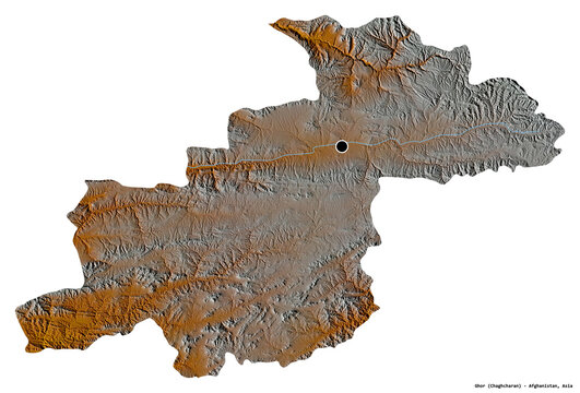 Ghor, province of Afghanistan, on white. Relief