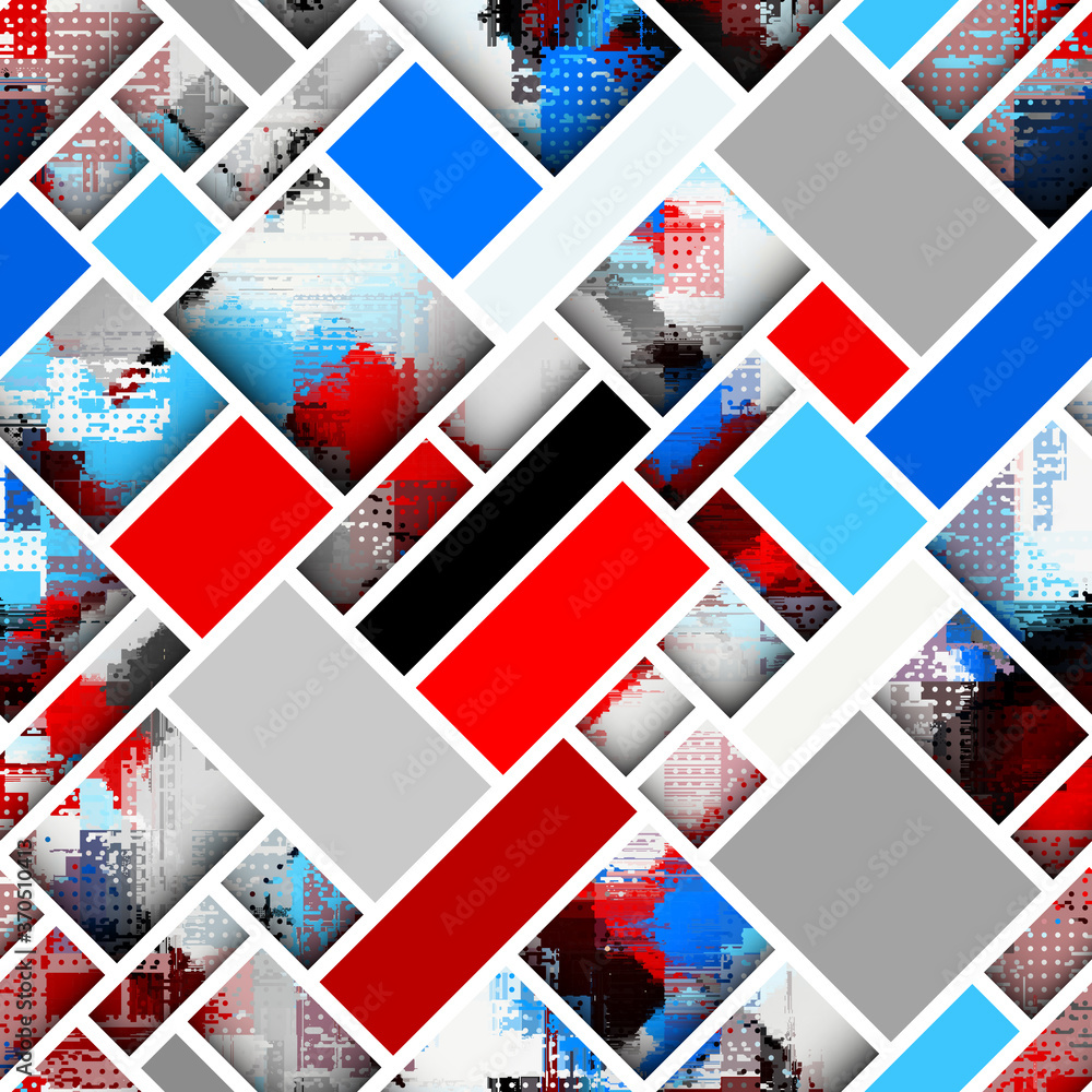 Poster Mondrian style design. Seamless vector pattern.