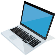 vector illustration of open laptop on desk