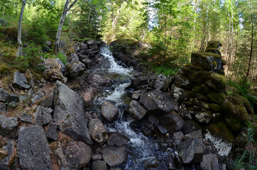 Ruins of an old mill covered with wood. Norway