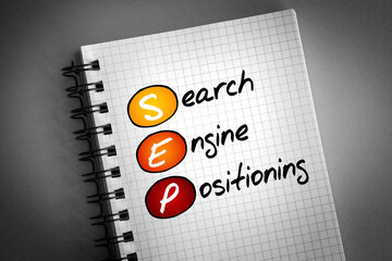 SEP - Search Engine Positioning acronym, business concept background