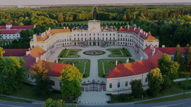The Esterhazy Palace near by Sopron in Fertod, Hunary. Famous historical palace with beautiful garden and big forest. Hungarian hiostorical heritage.