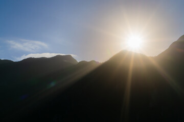 Sunrise over the top of the mountains