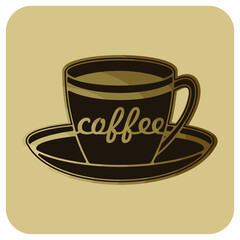 Cup of Coffee badge or logo. Vector illustration.