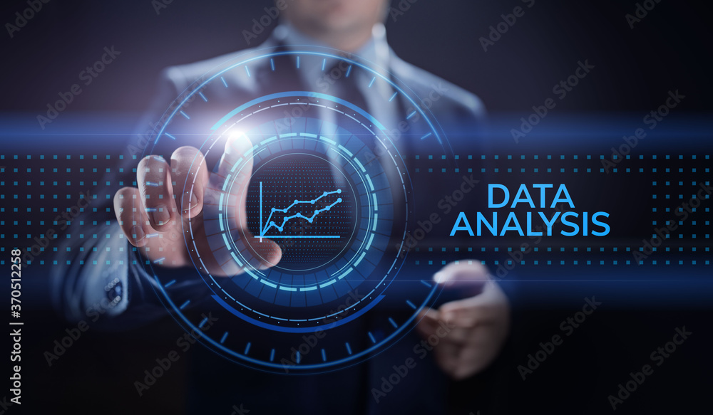 Poster data analysis business intelligence analytics internet technology concept.