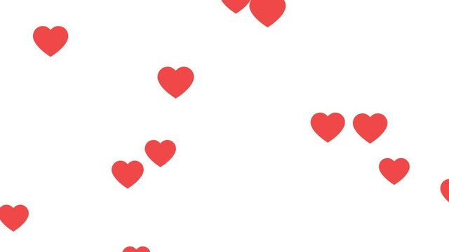 Valentine's Day red hearts fly up at white background. Minimal motion design animation. Seamless looping animation.