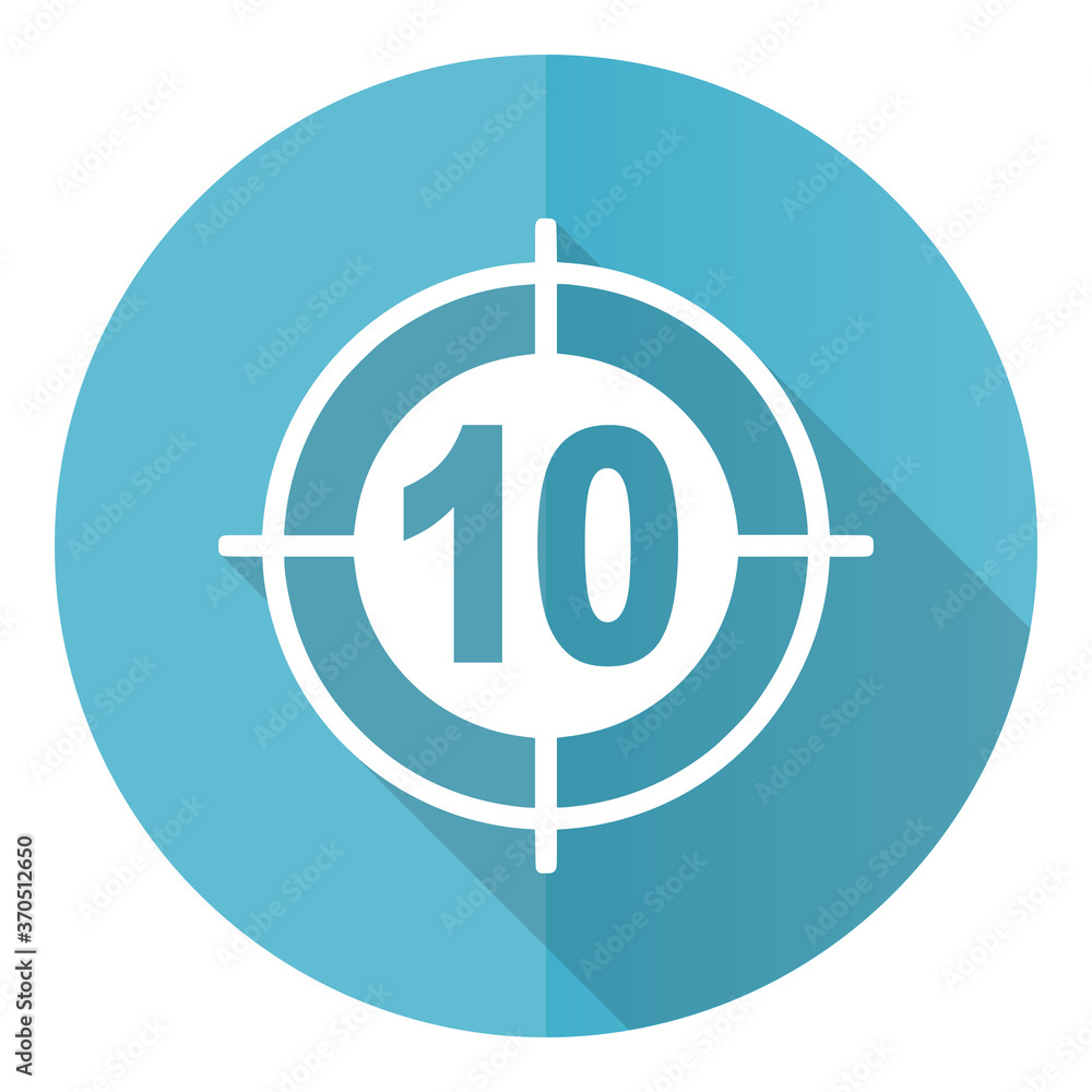 Poster target vector icon, flat design blue round web button isolated on white background