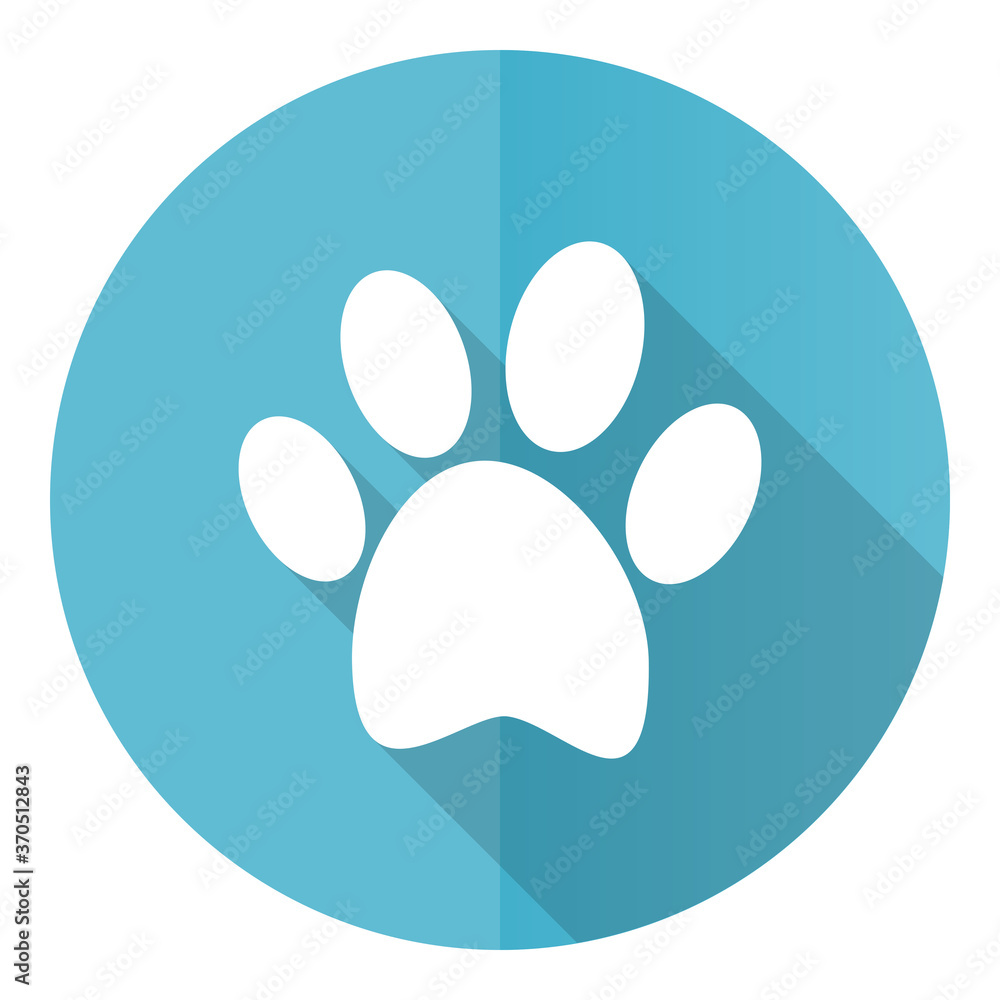 Aufkleber Foot vector icon, flat design blue round web button isolated on white background