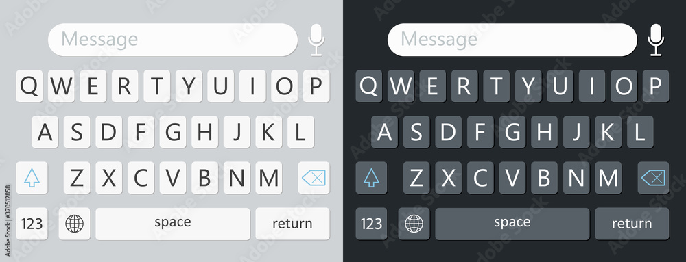 Poster keyboard for smartphone. alphabet on keypad for mobile. ui with qwerty on screen. interface pad in p
