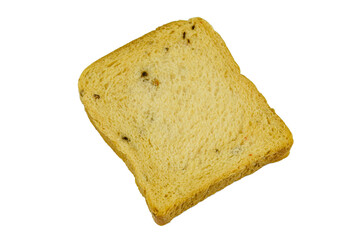Slice of fresh white bread with spices isolated on a white background