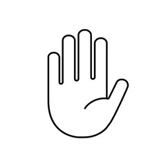 Hand icon. Vector stop symbol. Palm outline. Sign silhouette hand