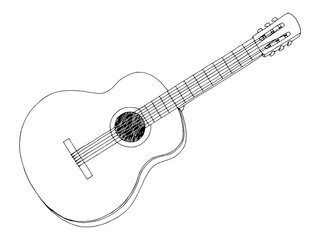 Guitar graphic black white isolated sketch illustration vector