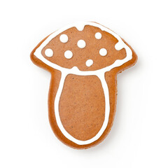 Lebkuchen Fliegenpilz mit Zuckerguss Dekoration für Weihnachten