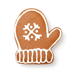 Lebkuchen Handschuh mit Zuckerguss Dekoration für Weihnachten