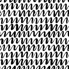 Scrawls hand drawn seamless vector pattern. Wavy, curly lines grunge drawing. Black paint dry brushstroke abstract background, backdrop. Trendy monochrome texture. Ink brush doodle curves.