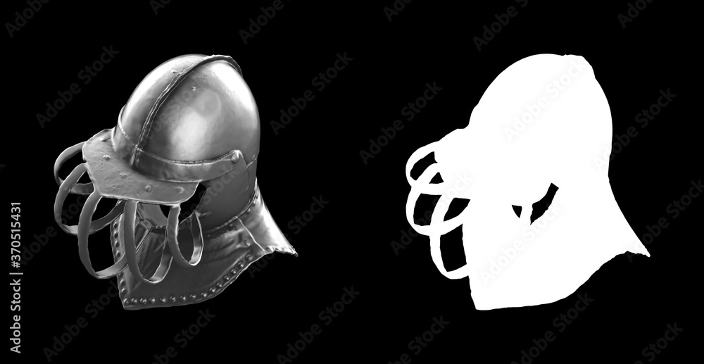 Poster a collection of black metal sculptures on a black background for your design ideas. 3d rendering of 