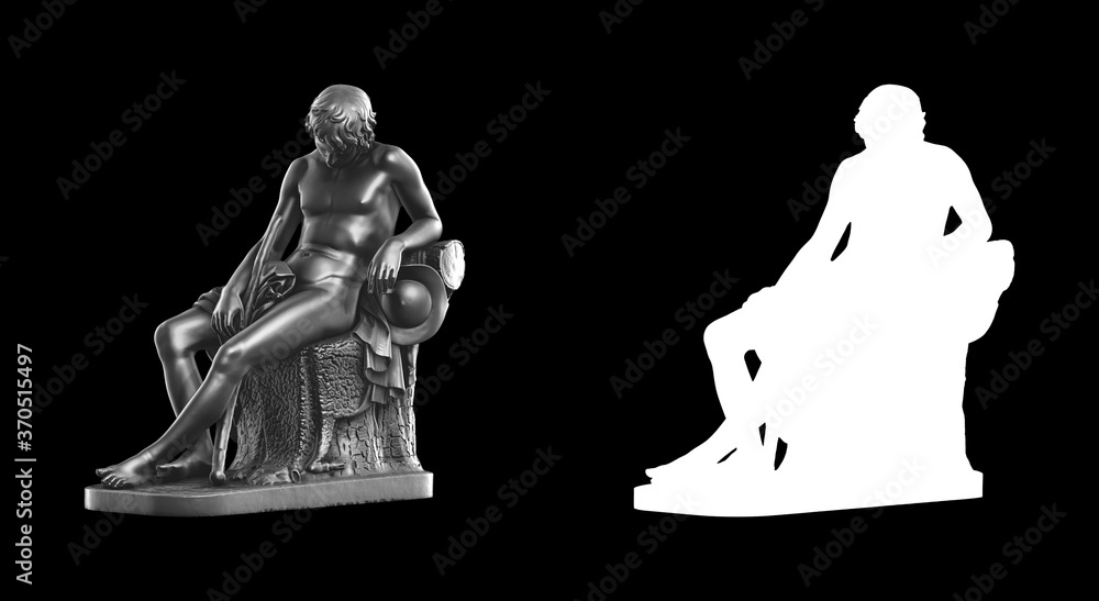 Fototapete a collection of black metal sculptures on a black background for your design ideas. 3d rendering of 
