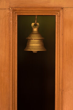 traditional indian metaic golden bell in temples