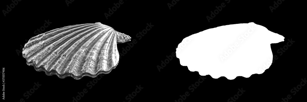 Poster a collection of black metal sculptures on a black background for your design ideas. 3d rendering of 