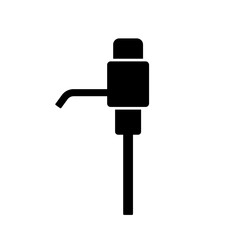Cutout silhouette of Mechanical pump for bottled water. Outline icon of dispenser with button. Black simple illustration of plastic tool. Flat isolated vector pictogram on white background