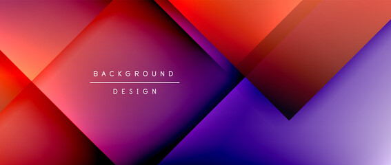 Square shapes composition, fluid gradient geometric abstract background. 3D shadow effects, modern design template
