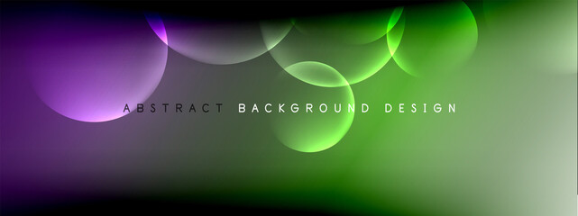 Vector abstract background liquid bubble circles on fluid gradient with shadows and light effects. Shiny design templates for text